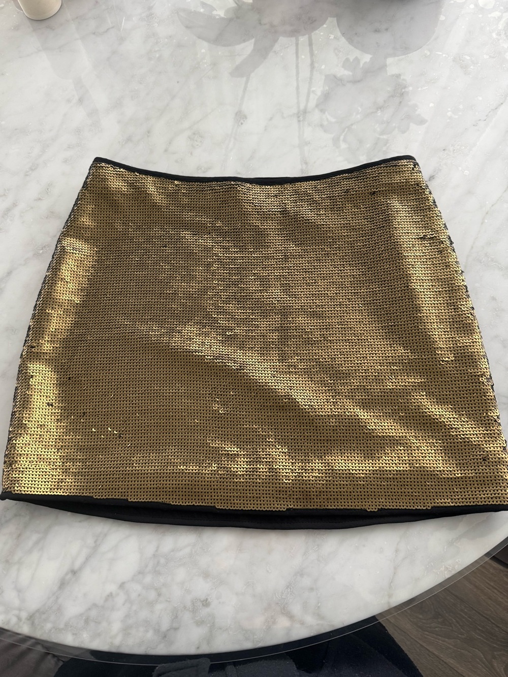 BCBGMaxAzria Gold Sequin Mini Skirt